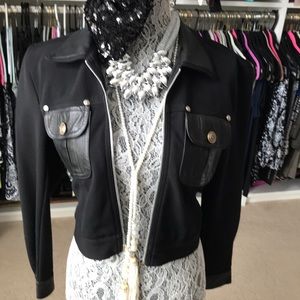 🌹 Jacket with Genuine Leather Trim 🌹